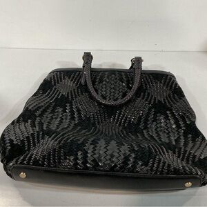 Women’s Cole Haan Genevieve Elegant Black Patent/Suede Woven Women's Tote Bag